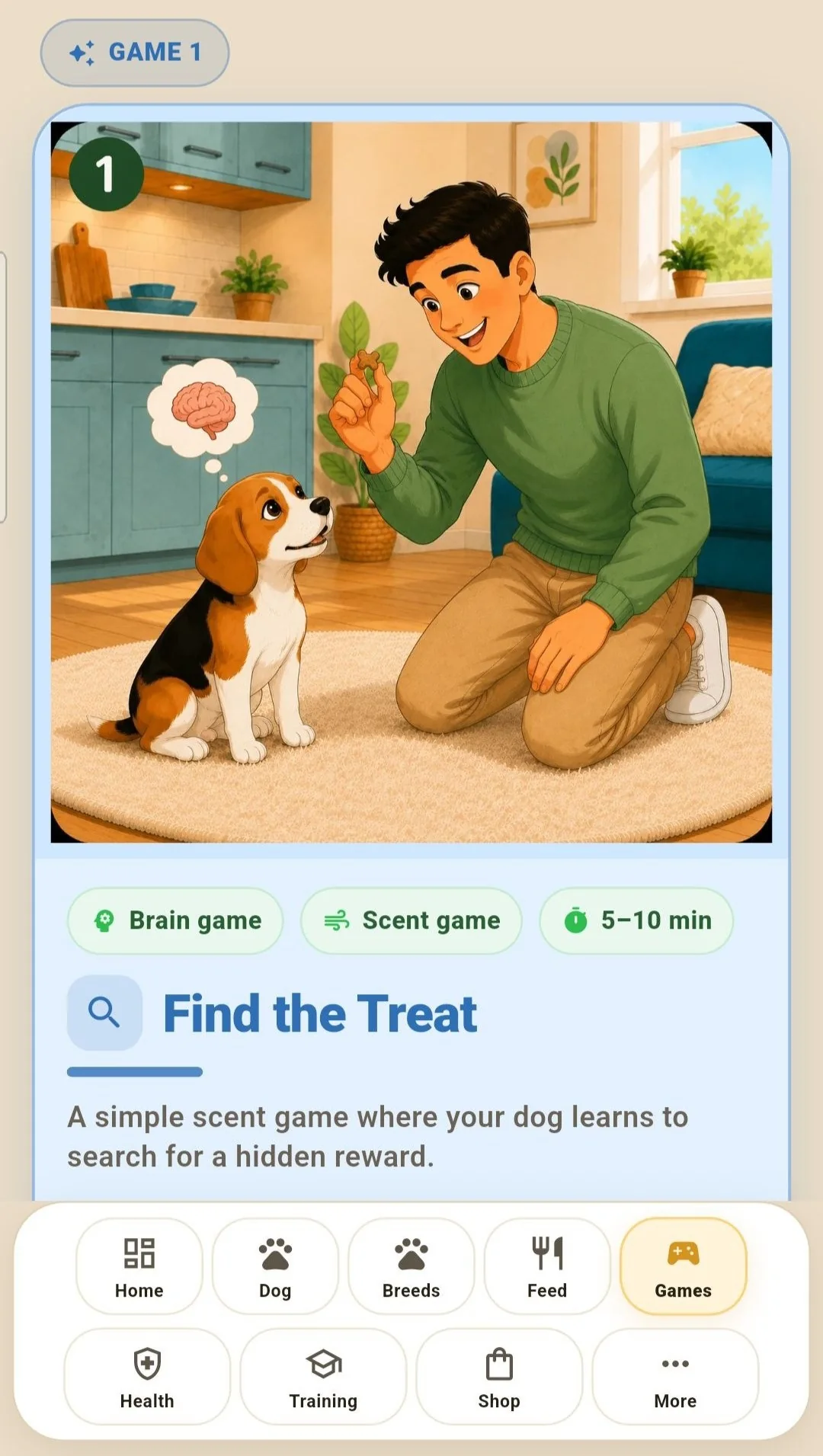 DogCare games screen